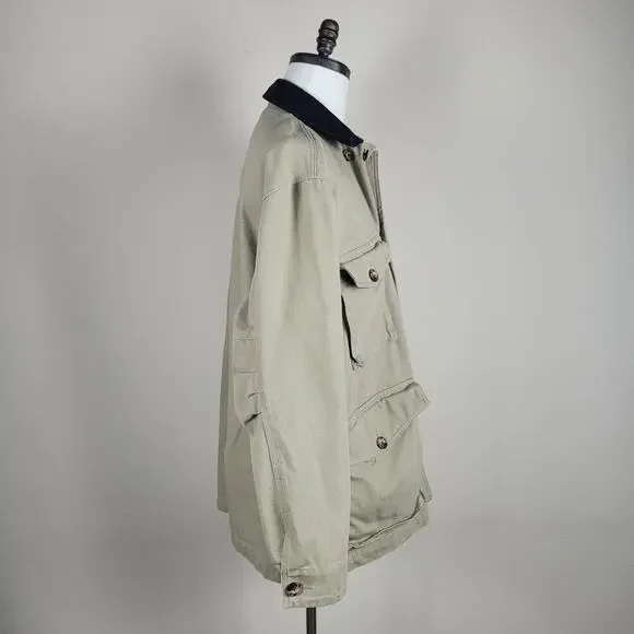 Duluth Trading Co Jacket Men Large Tall Tan Canvas Barn Chore Work Field Outdoor